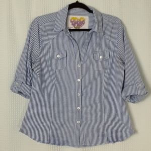 DERECK HEART 100% Cotton Buttondown Blouse Size XL